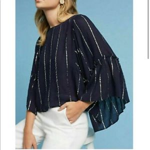 Shimmery navy boho Anthropologie top